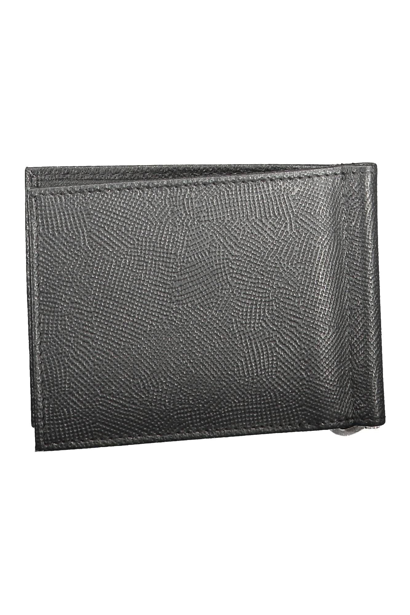 Sergio Tacchini Elegant Black Leather Money Clip Wallet