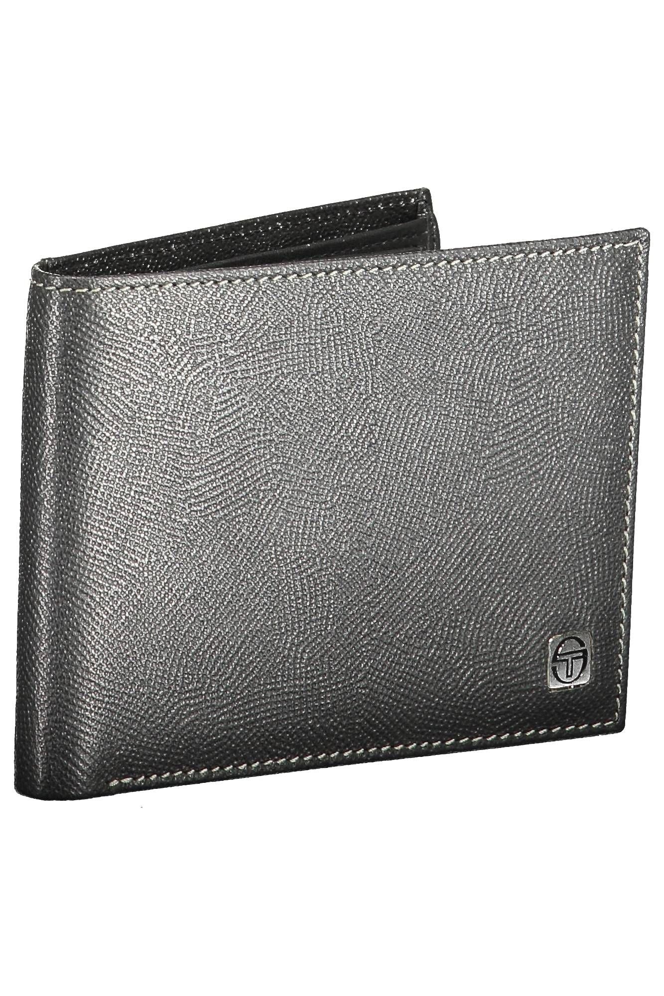 Sergio Tacchini Sleek Black Leather Dual-Compartment Wallet