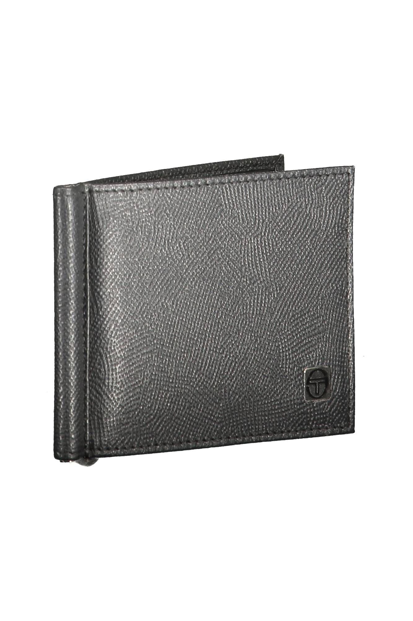 Sergio Tacchini Elegant Black Leather Money Clip Wallet