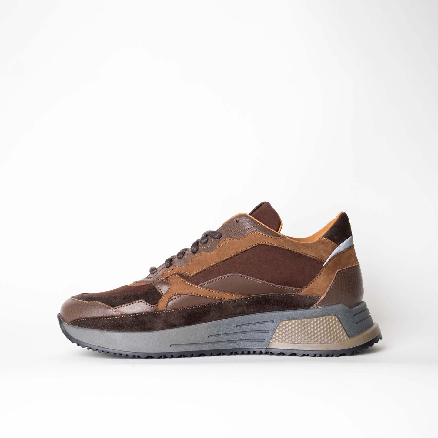 Lardini Elegant Leather and Suede Brown Sneakers