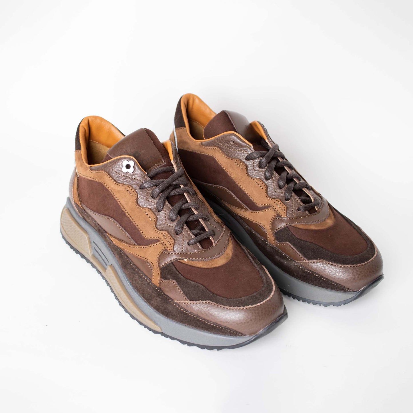 Lardini Elegant Leather and Suede Brown Sneakers