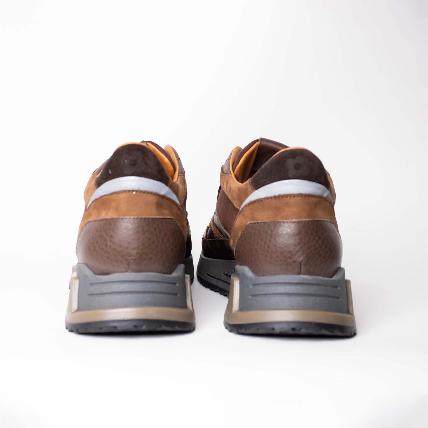 Lardini Elegant Leather and Suede Brown Sneakers