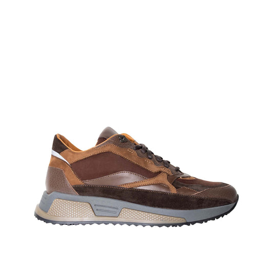 Lardini Elegant Leather and Suede Brown Sneakers