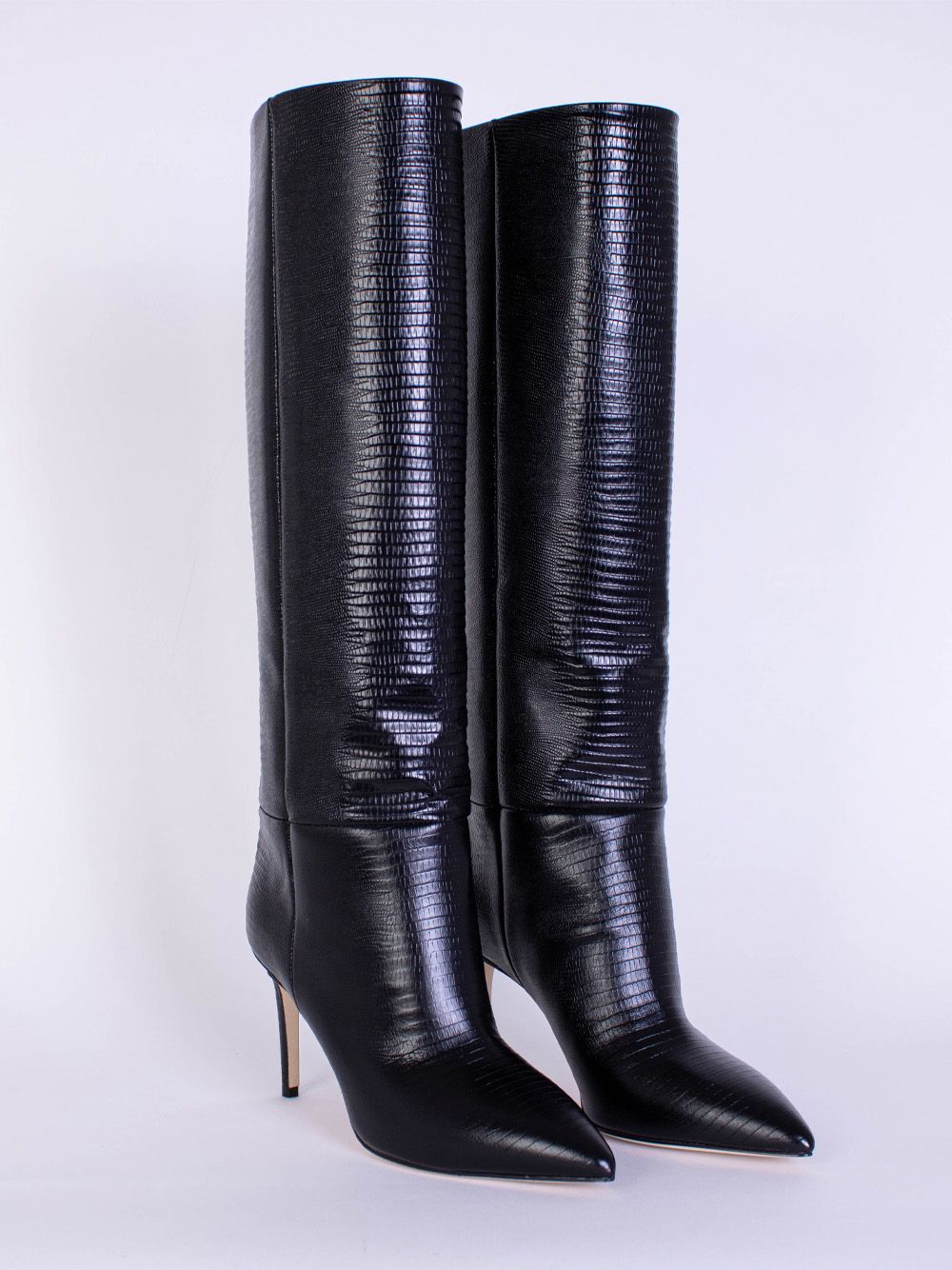 Paris Texas Sleek Knee-High Croco Print Leather Boots