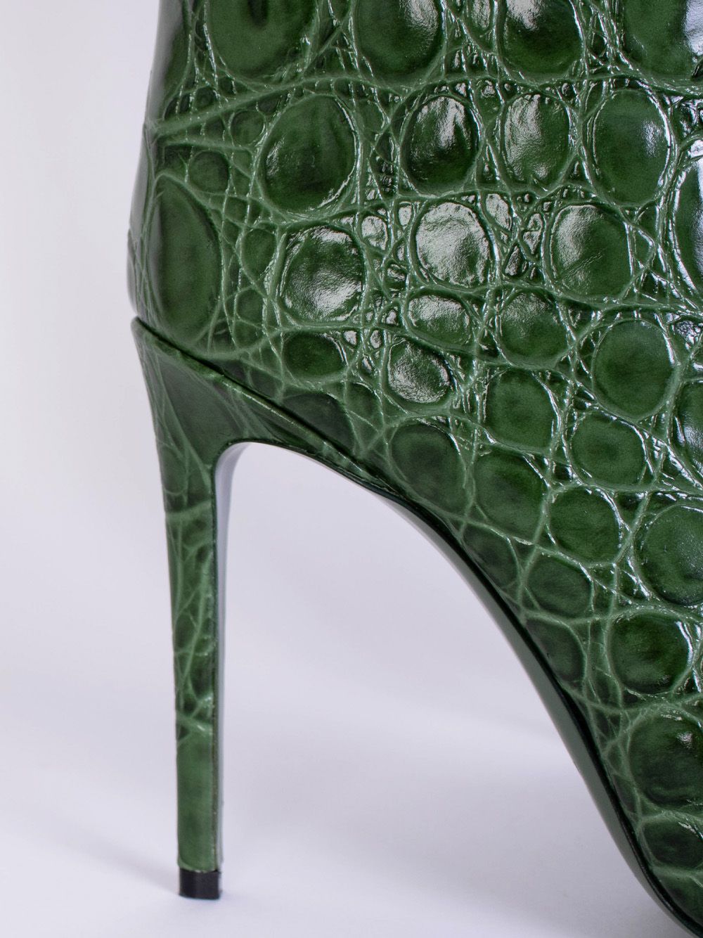 Paris Texas Emerald Croco Print Leather High Stiletto Boots