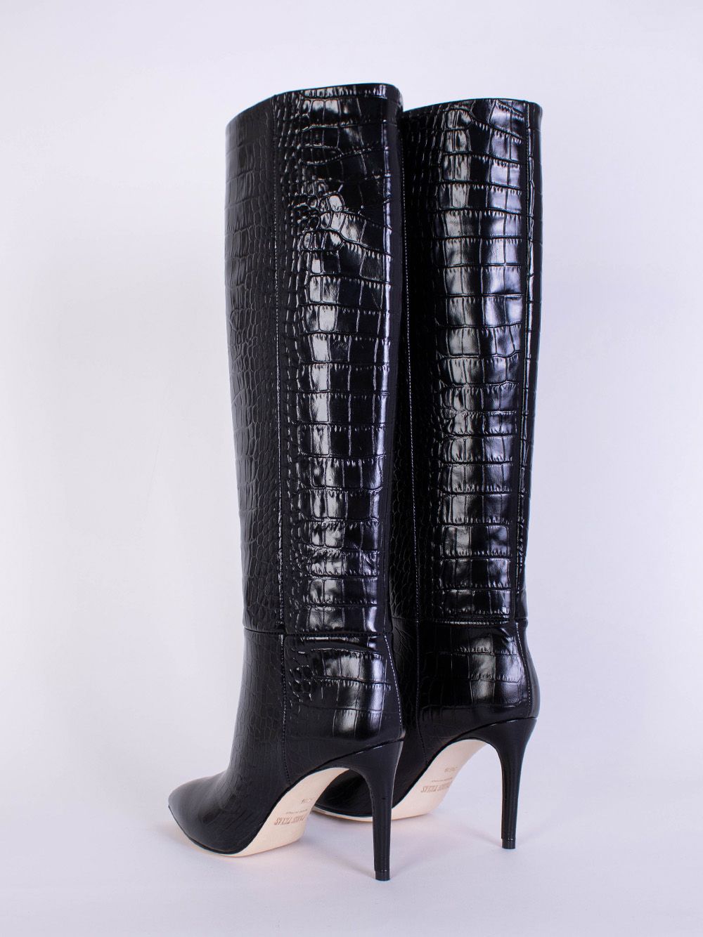 Paris Texas Charcoal Italian Leather High Stiletto Boots