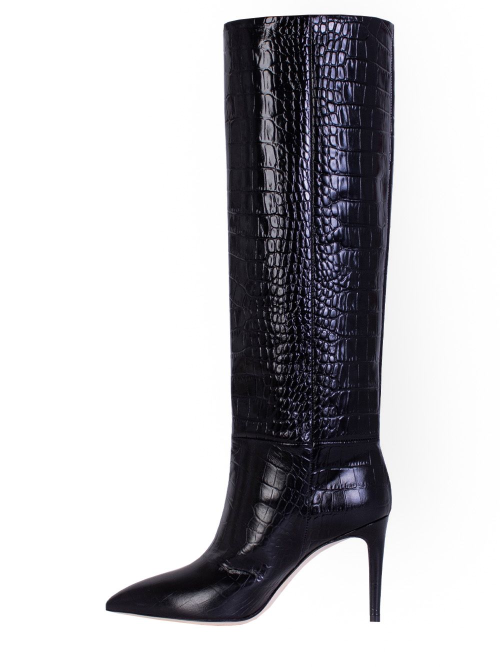 Paris Texas Charcoal Italian Leather High Stiletto Boots