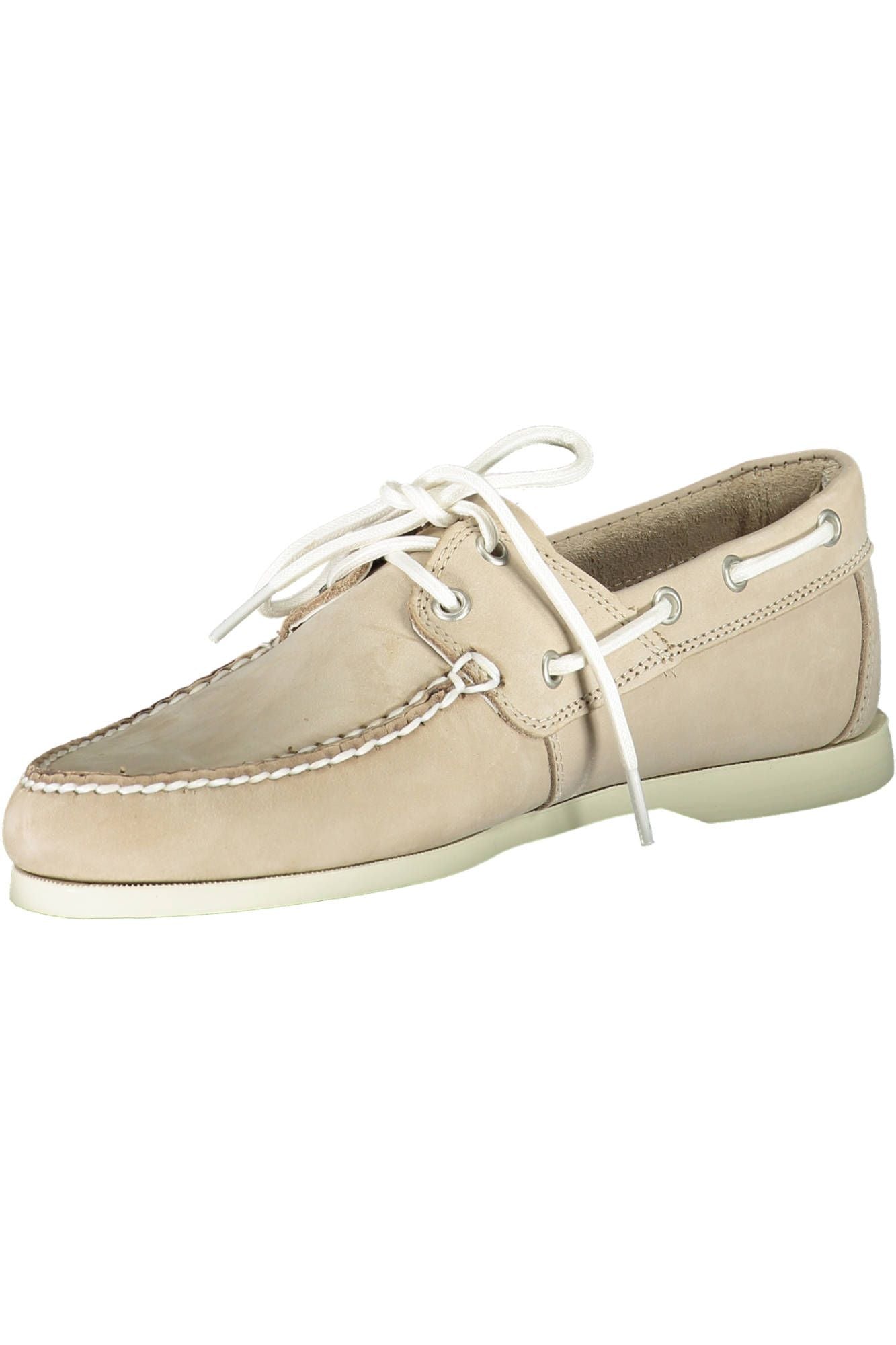 Timberland Chic Beige Leather Lace-Up Shoes with Contrasting Sole