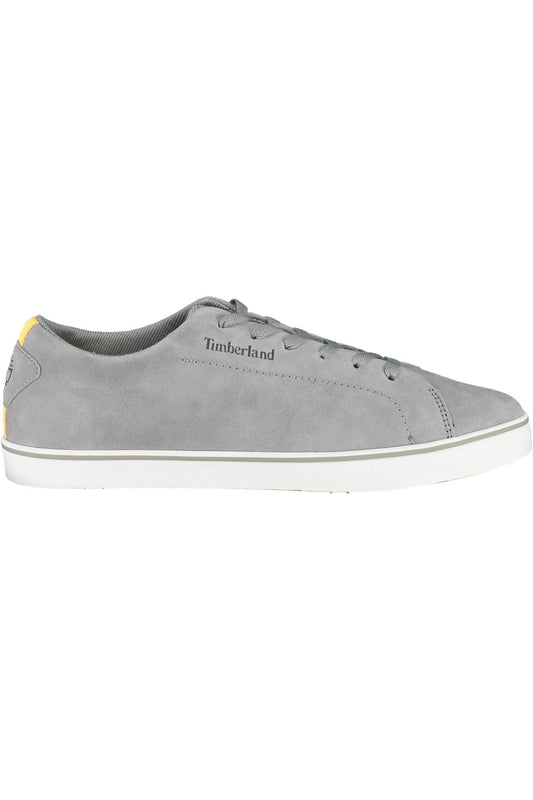 Timberland Chic Gray Leather Sneakers with Contrast Detail