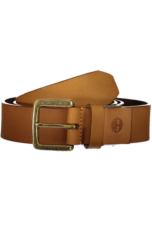 Timberland Sleek Beige Leather Belt with Metal Buckle