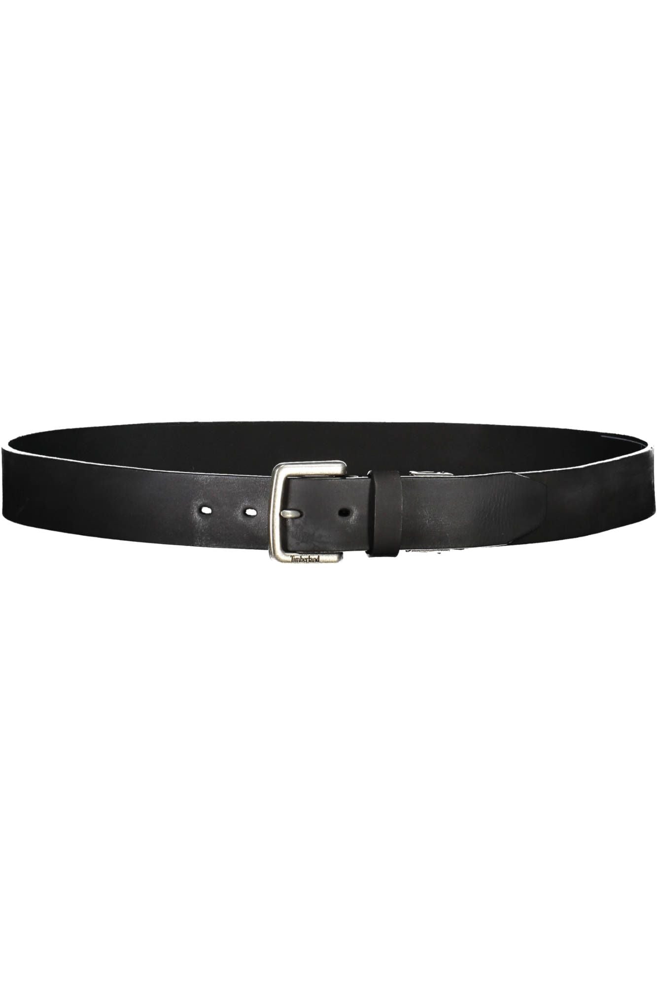 Timberland Sleek Black Leather Belt with Metal Buckle