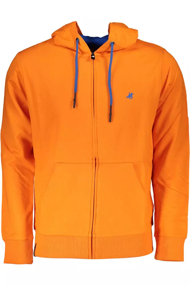 U.S. Grand Polo Orange Cotton High Collar Sweater with Hood