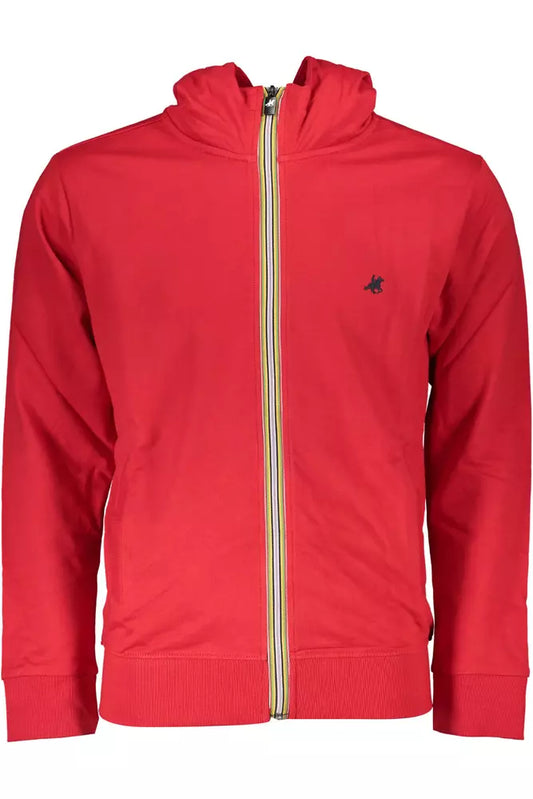 U.S. Grand Polo Elegant Red Hooded Sweater with Contrasting Details