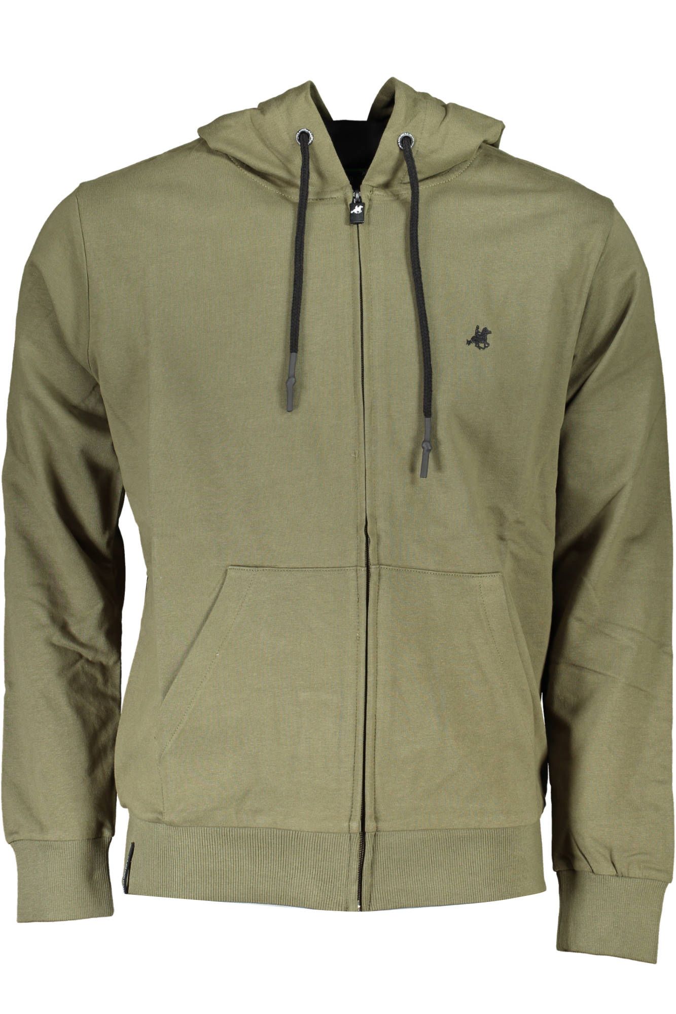 U.S. Grand Polo Green High-Collar Zip Hoodie with Embroidery