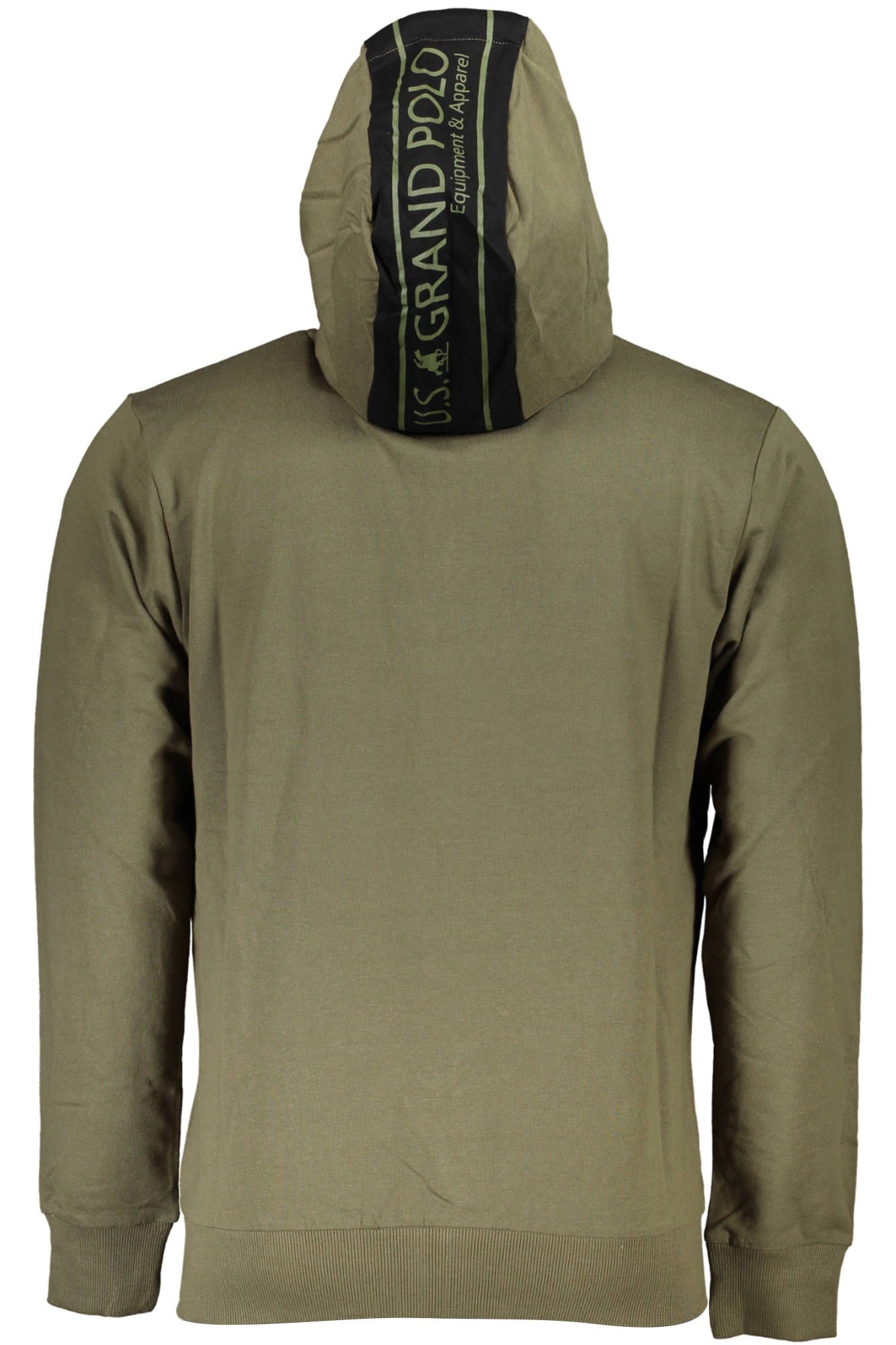 U.S. Grand Polo Green Cotton Hooded Sweatshirt with Zip Pockets