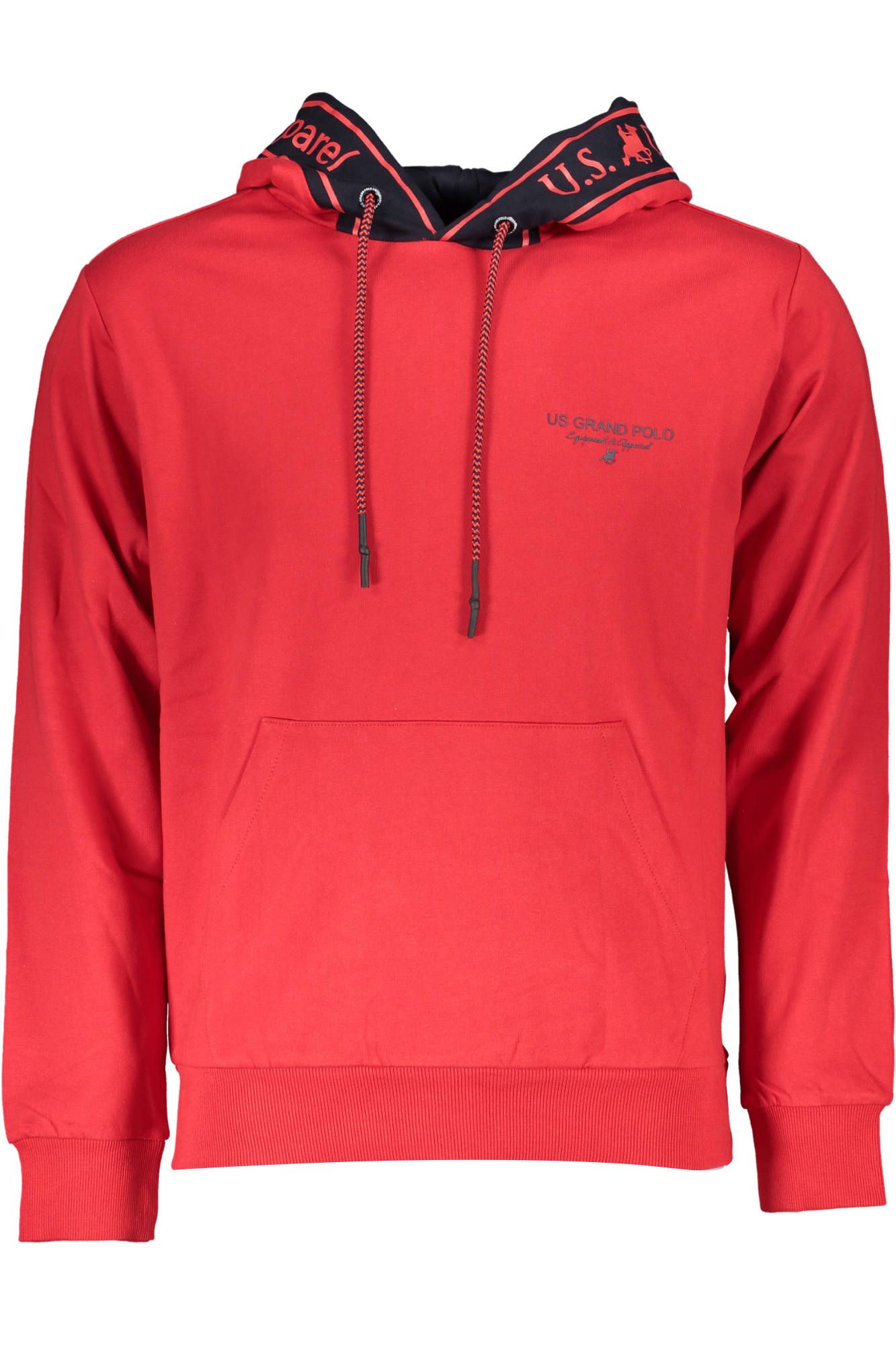 U.S. Grand Polo Red Hooded Long-Sleeve Sweatshirt with Logo