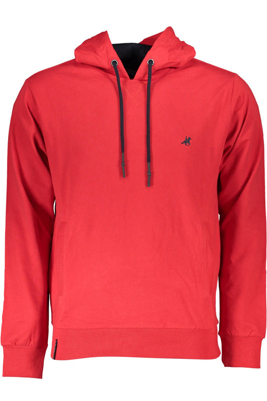 U.S. Grand Polo Elegant Red Hooded Sweatshirt with Embroidery