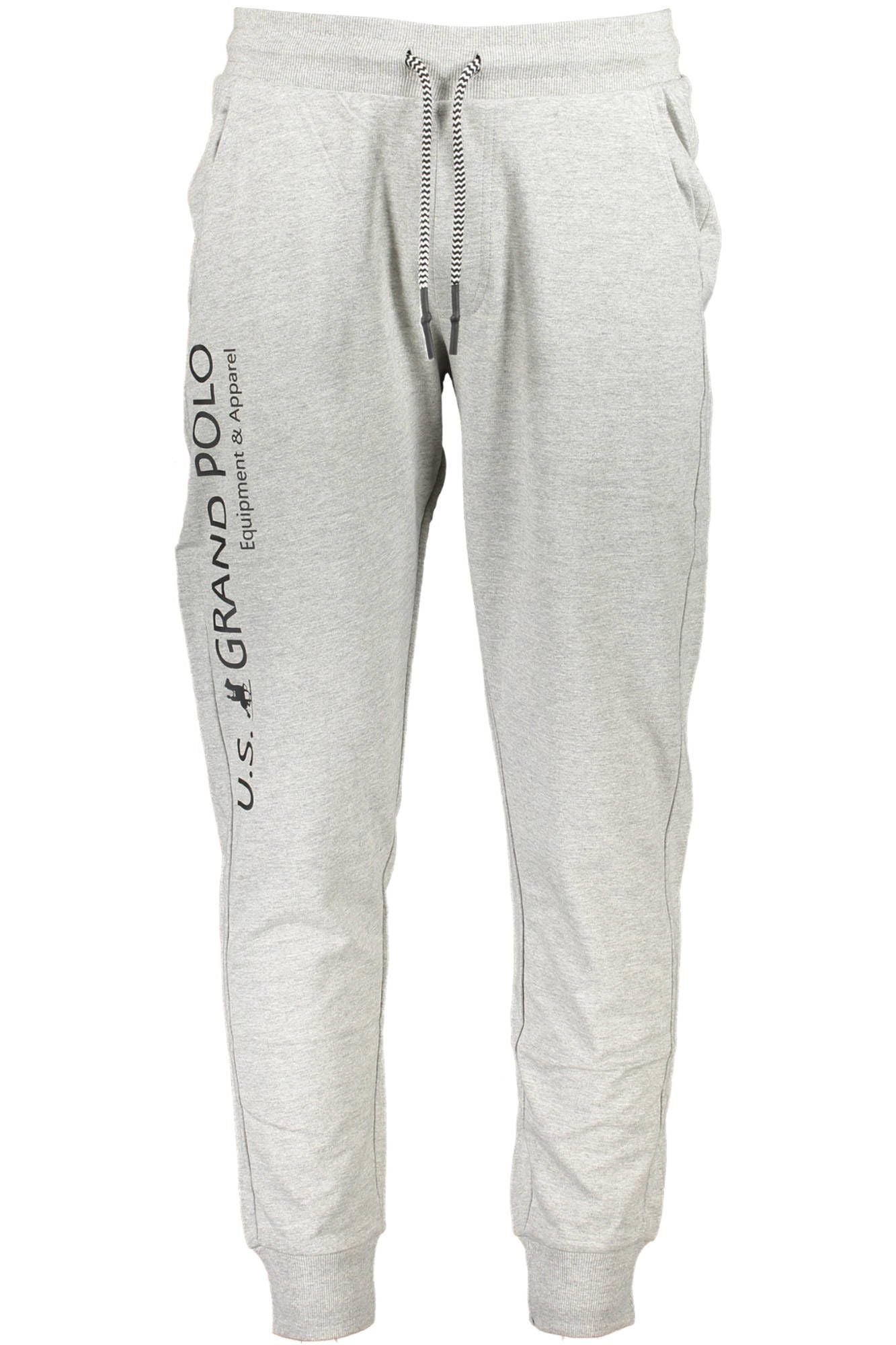 U.S. Grand Polo Gray Cotton Sports Joggers with Cuff Ankle Detail