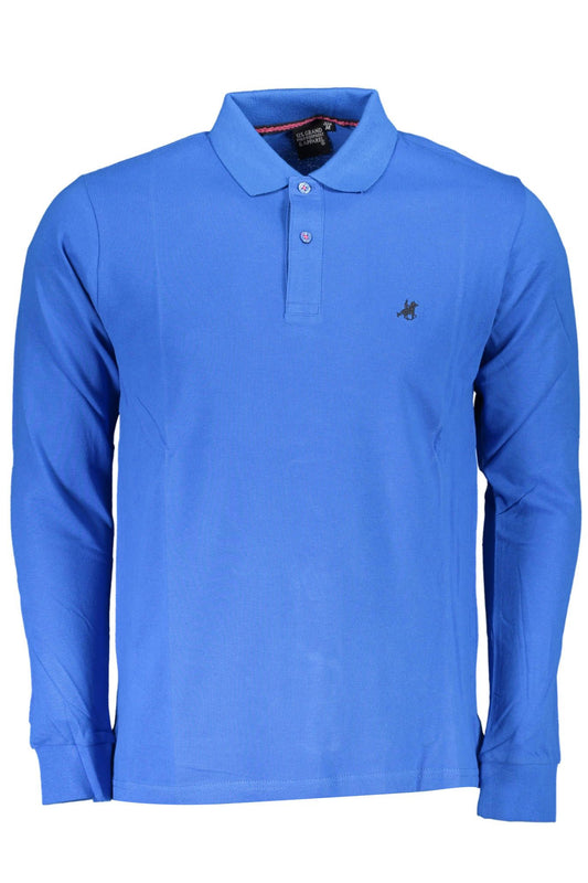 U.S. Grand Polo Elegant Long-Sleeved Blue Polo Shirt