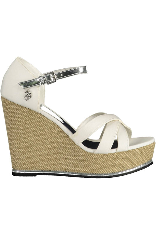 U.S. POLO ASSN. Chic Ankle Strap Wedge Sandals in White