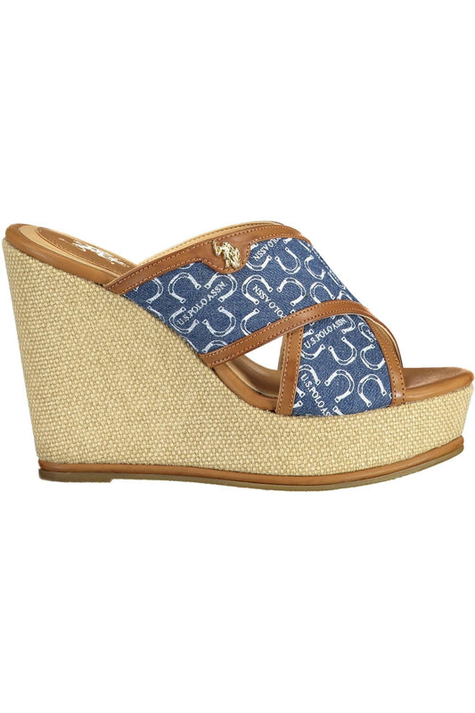 U.S. POLO ASSN. Chic Blue Wedge Sandals with Logo Accent