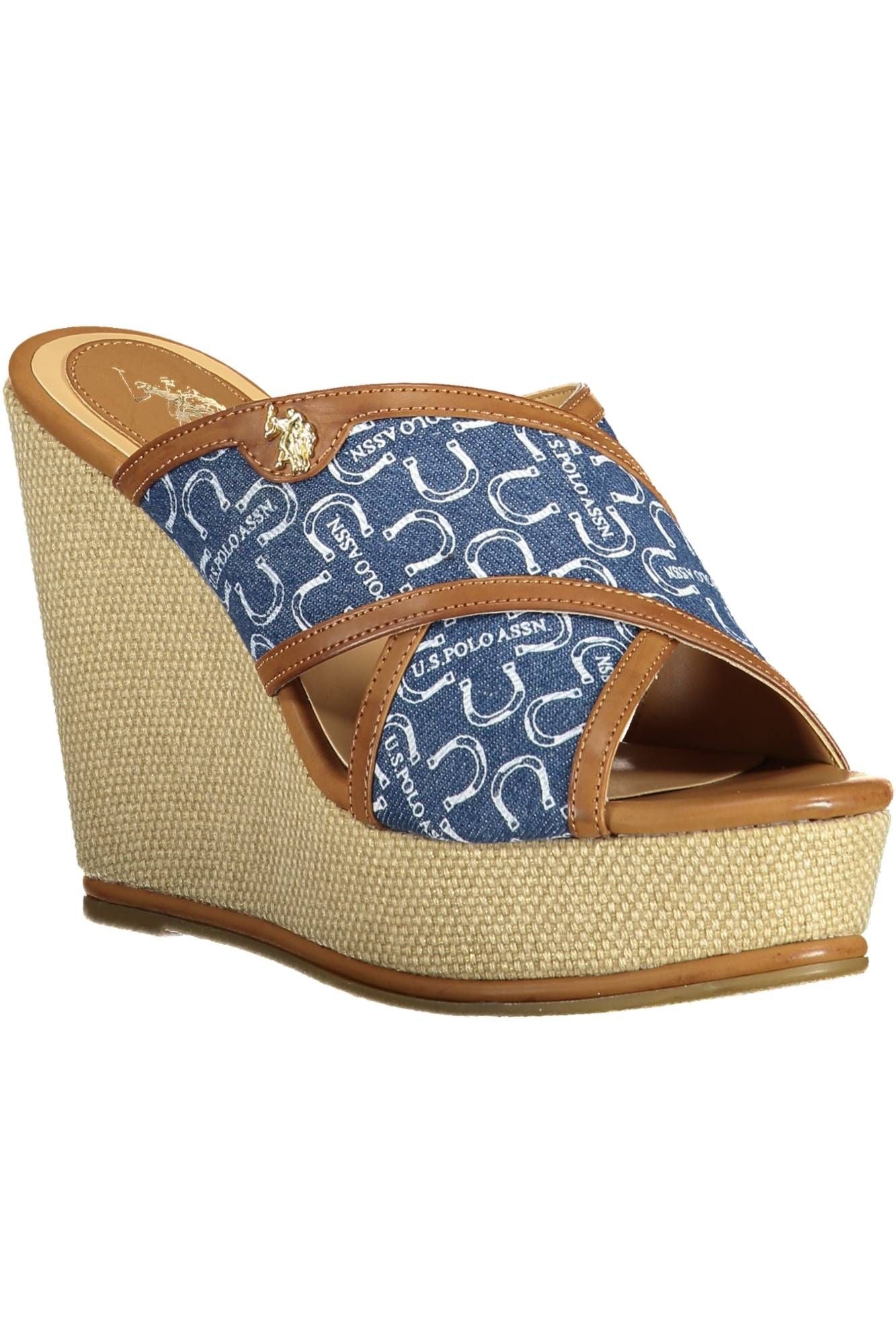 U.S. POLO ASSN. Chic Blue Wedge Sandals with Logo Accent