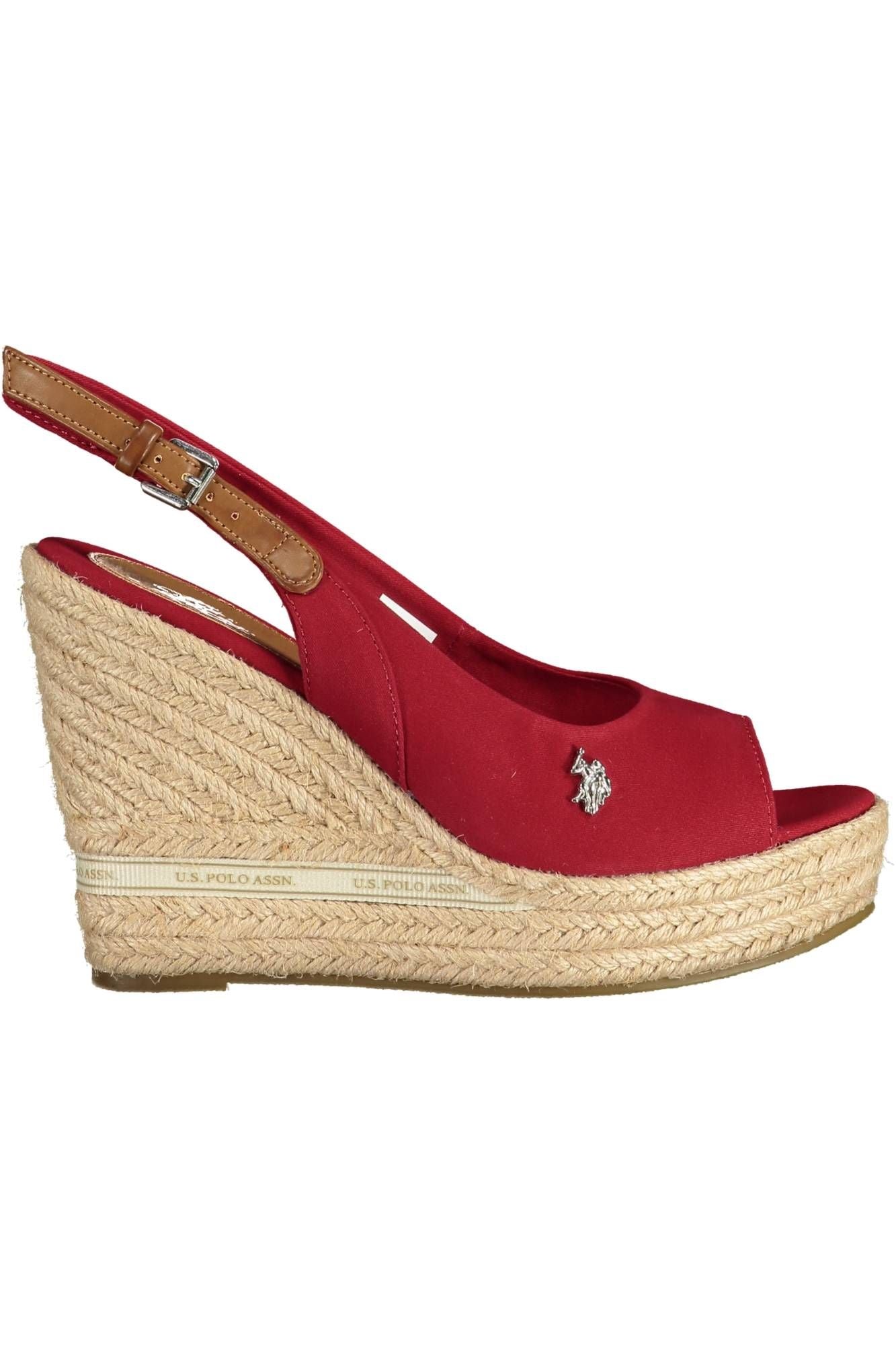 U.S. POLO ASSN. Chic Red Wedge Sandals with Contrasting Accents