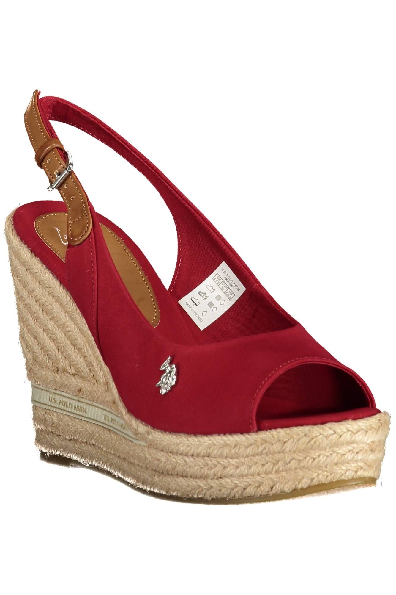 U.S. POLO ASSN. Chic Red Wedge Sandals with Contrasting Accents