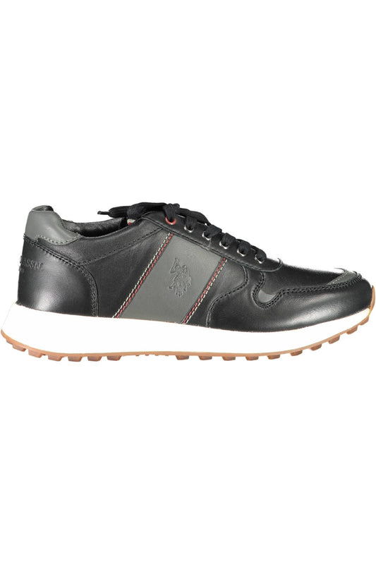 U.S. POLO ASSN. Sleek Black Eco Leather Sneakers with Logo Detail