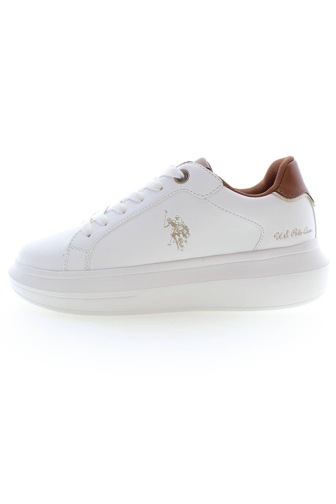 U.S. POLO ASSN. Chic White Lace-Up Sports Sneakers with Logo Detail