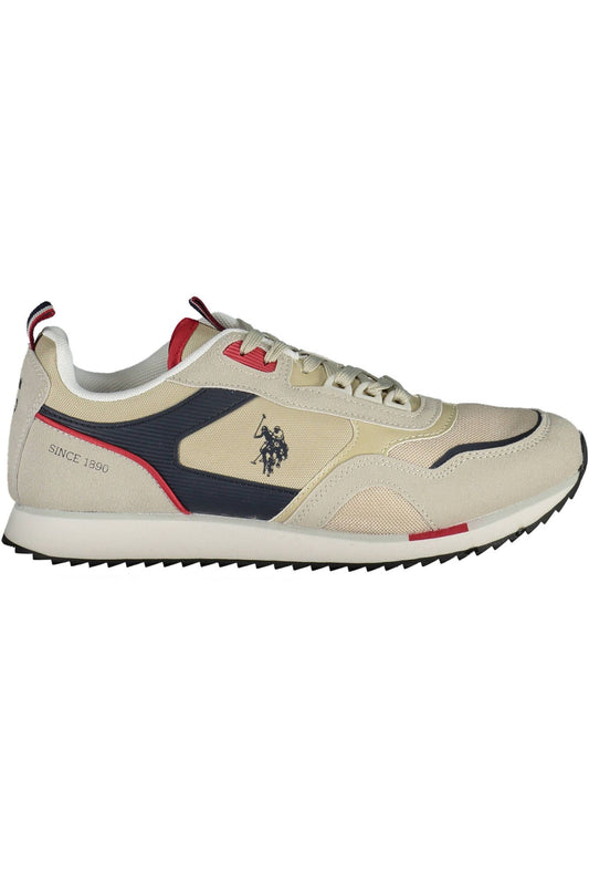 U.S. POLO ASSN. Beige Lace-Up Sneakers with Logo Detailing