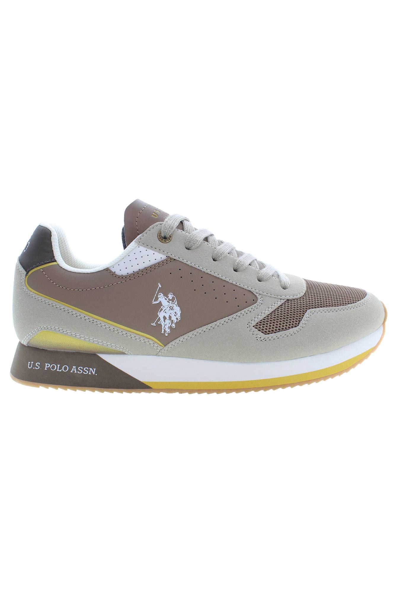 U.S. POLO ASSN. Beige Lace-Up Sneakers with Contrast Detailing