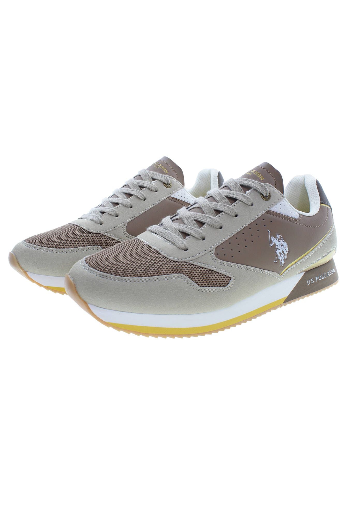 U.S. POLO ASSN. Beige Lace-Up Sneakers with Contrast Detailing