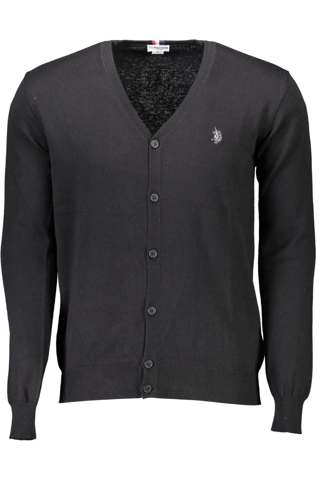 U.S. POLO ASSN. Elegant V-Neck Cotton Cardigan in Classic Black