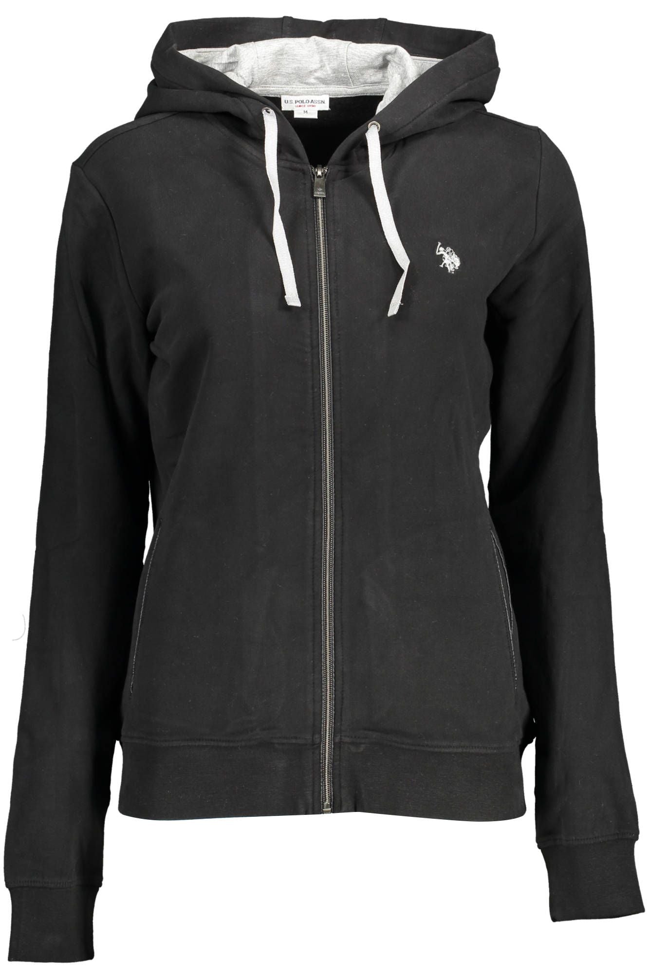 U.S. POLO ASSN. Chic Black Hooded Zip-Up Sweatshirt with Logo