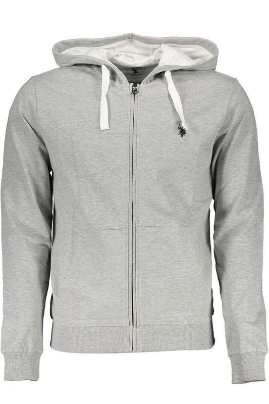 U.S. POLO ASSN. Chic Zippered Hooded Sweatshirt in Gray