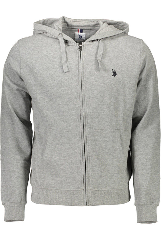 U.S. POLO ASSN. Classic Gray Hooded Sweatshirt with Logo Embroidery