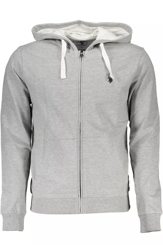 U.S. POLO ASSN. Chic Gray Zip Hoodie with Embroidered Logo