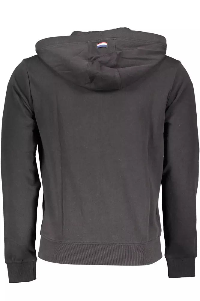 U.S. POLO ASSN. Chic Black Hooded Zip-Up Cotton Sweatshirt