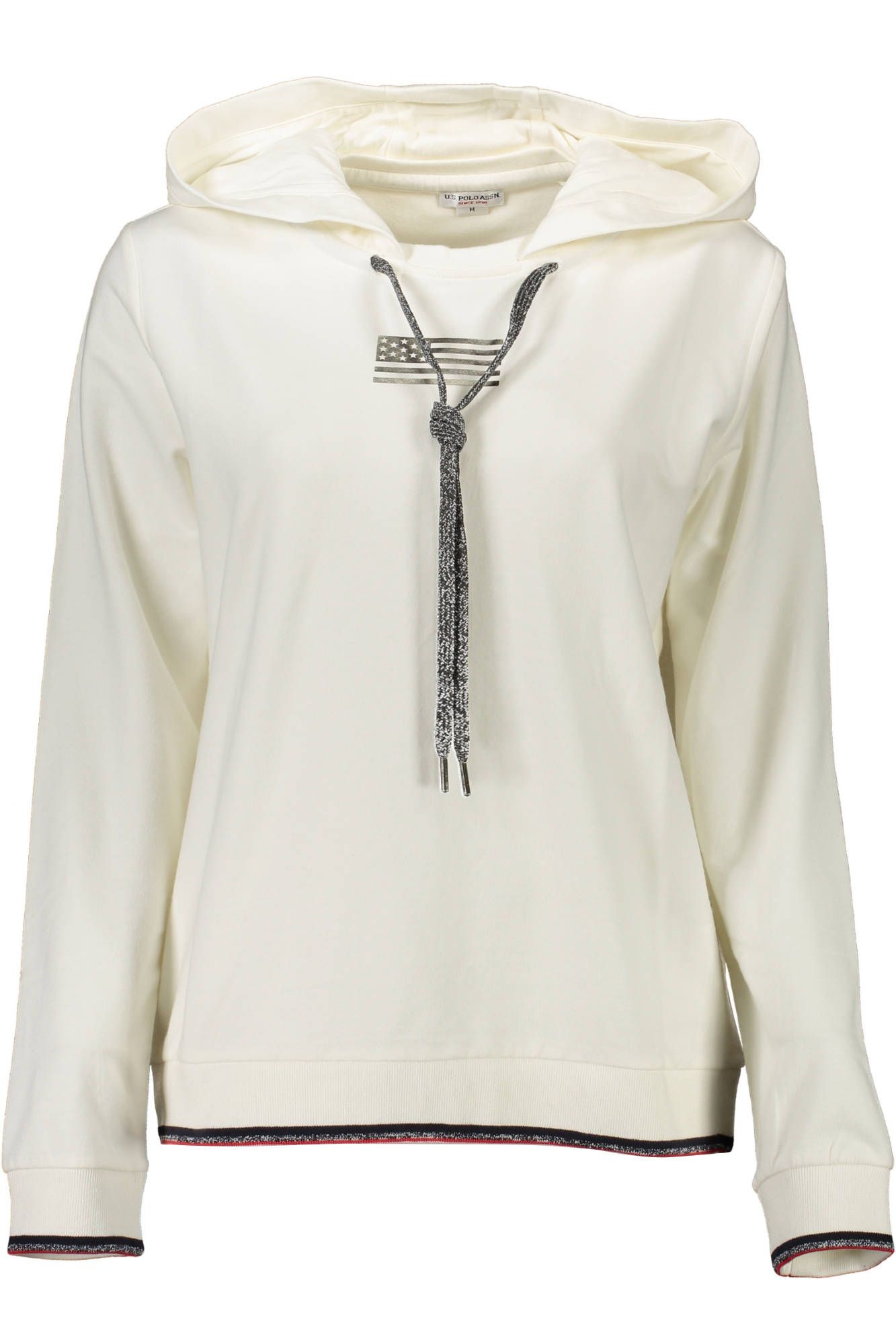 U.S. POLO ASSN. Elegant White Hooded Sweatshirt with Print Details