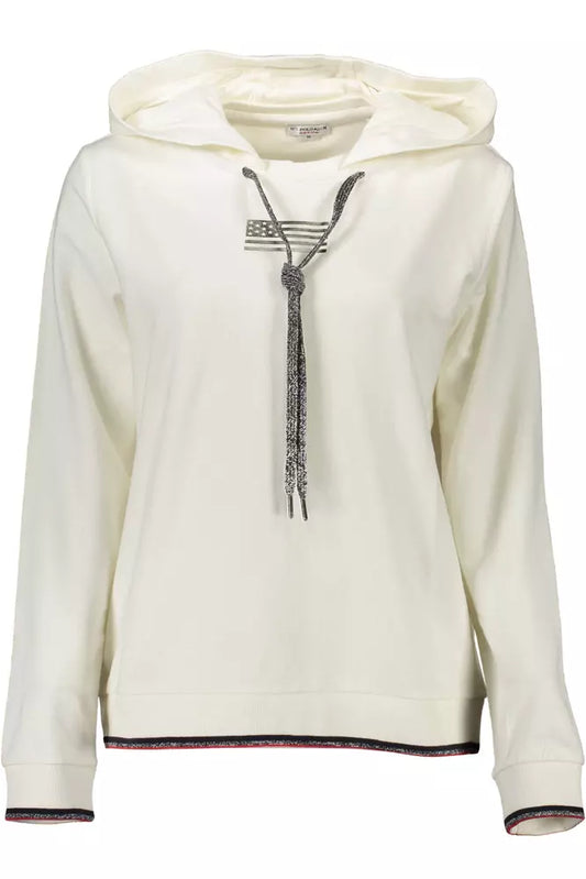 U.S. POLO ASSN. Chic White Hooded Sweatshirt with Contrast Details