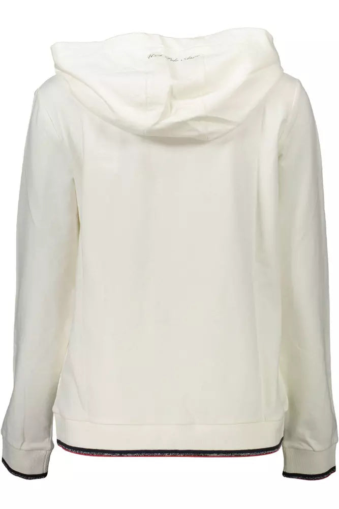 U.S. POLO ASSN. Chic White Hooded Sweatshirt with Contrast Details