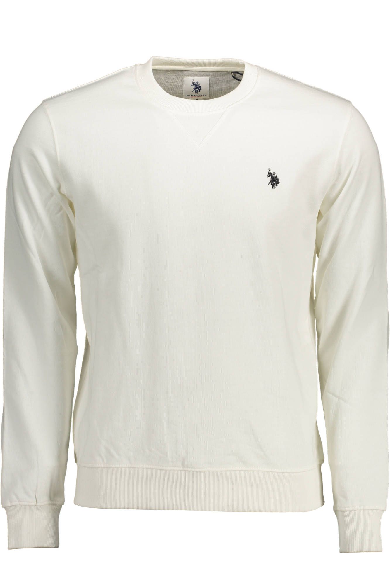 U.S. POLO ASSN. Elegant White Round Neck Sweater with Embroidery