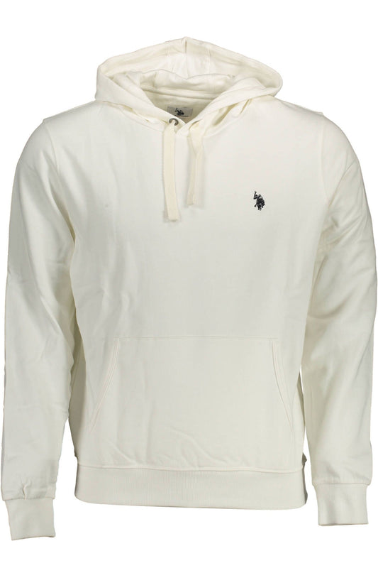 U.S. POLO ASSN. Chic White Hooded Sweatshirt with Logo Embroidery