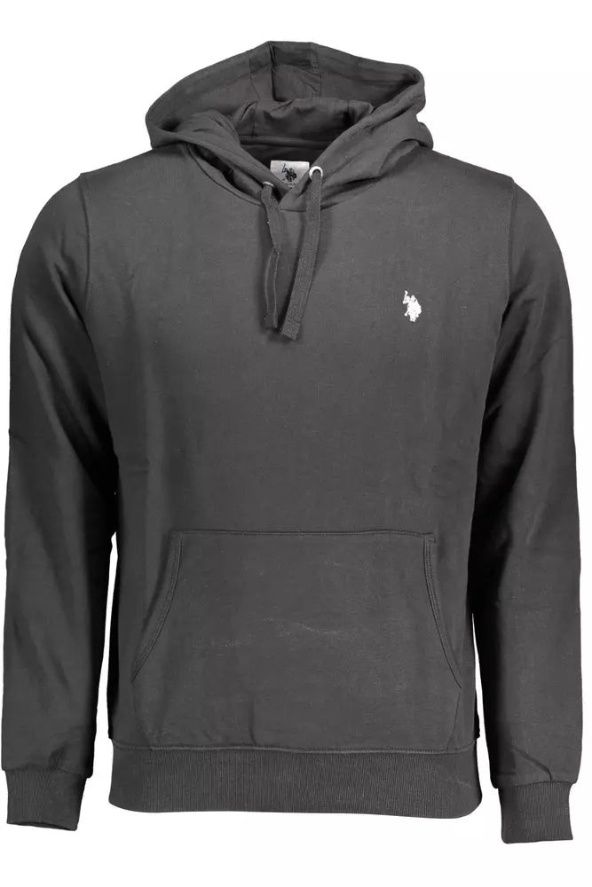 U.S. POLO ASSN. Chic Black Cotton Hoodie with Embroidered Logo