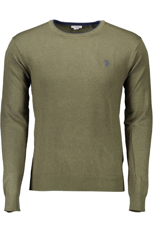 U.S. POLO ASSN. Green Woolen Sweater with Contrasting Embroidery