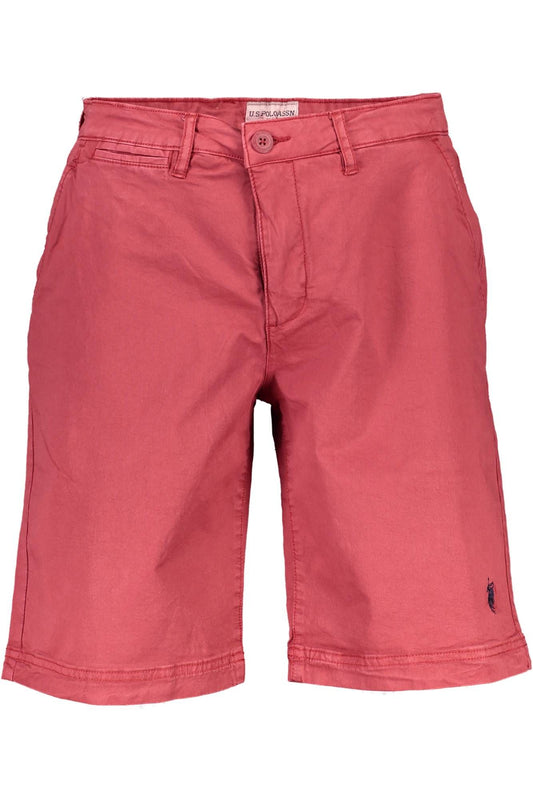 U.S. POLO ASSN. Red Cotton Bermuda Shorts with Logo Embroidery