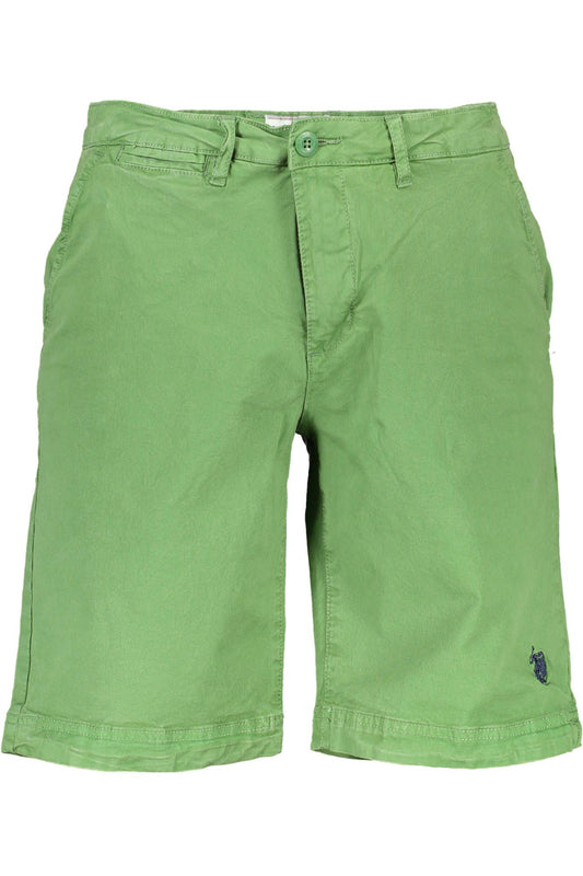 U.S. POLO ASSN. Green Embroidered Cotton Bermuda Shorts