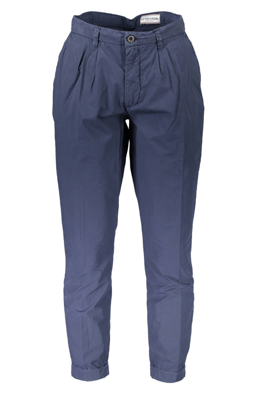 U.S. POLO ASSN. Chic Blue Cotton Trousers with Logo Detail