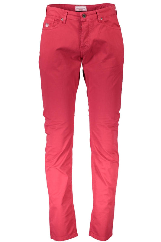 U.S. POLO ASSN. Chic Red Cotton Trousers with Logo Detail